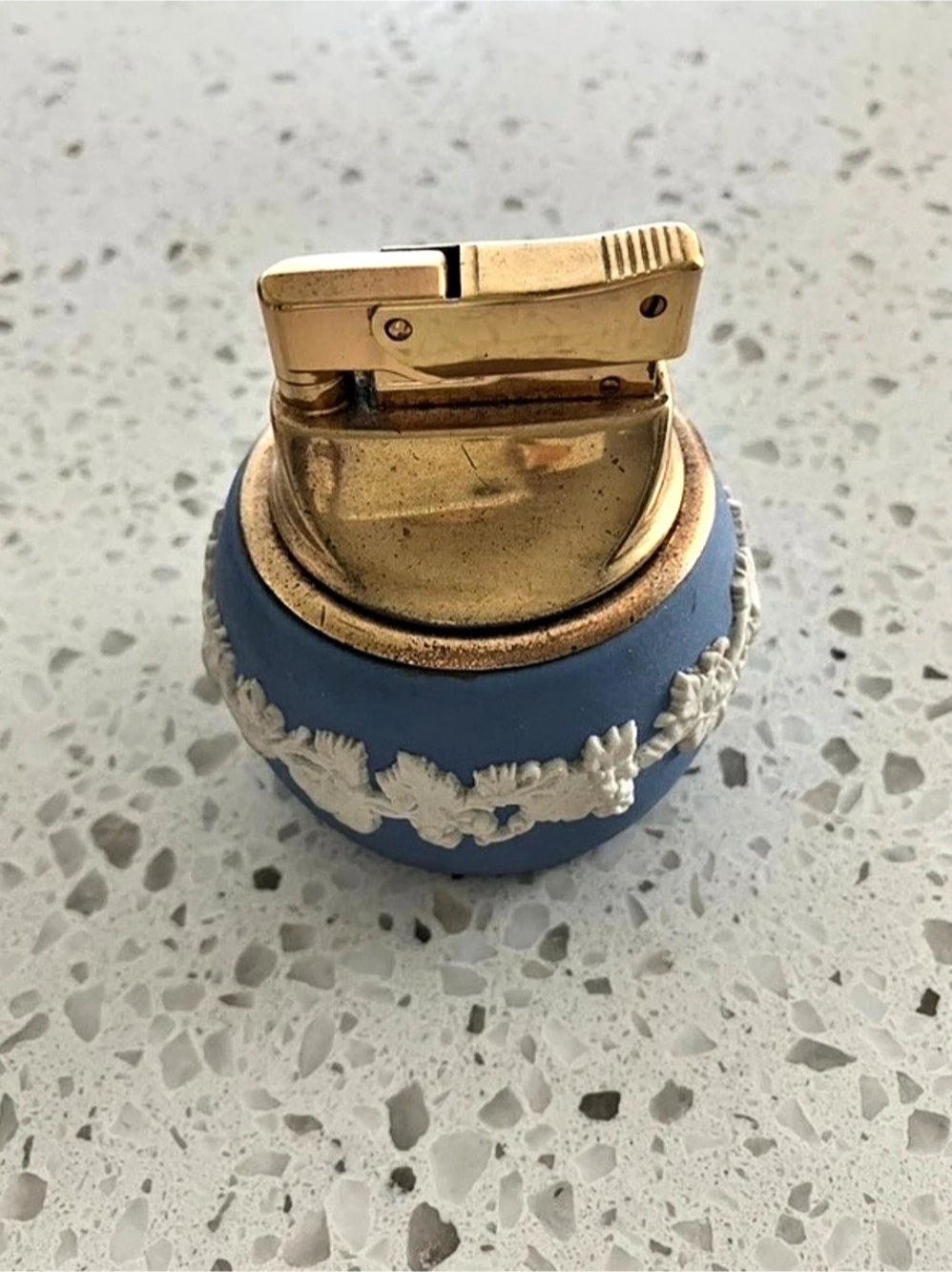 Vintage Wedgwood Jasperware Table Lighter in Blue & Gold